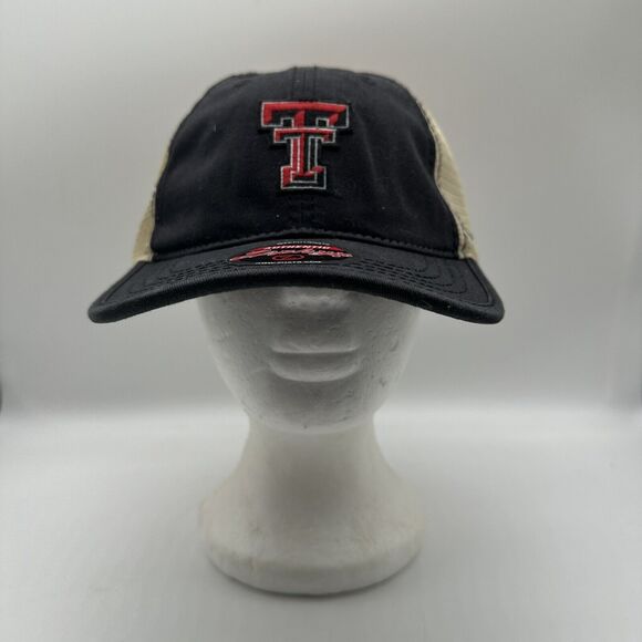 NWT Texas Tech Red Raiders Black Logo Mesh Snapback Trucker Hat Cap Zephyr NCAA - Picture 1 of 7